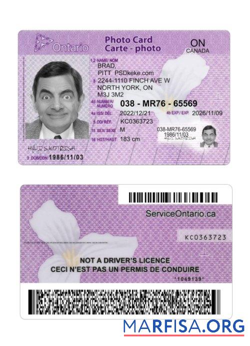 Blank Canada Ontario Photo Card sample